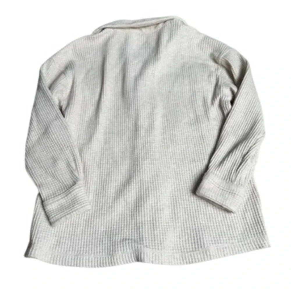 Waffle‎ Knit Shacket 7 Cream Fall Organic Cotton Button Down Shirt IMPERFECT